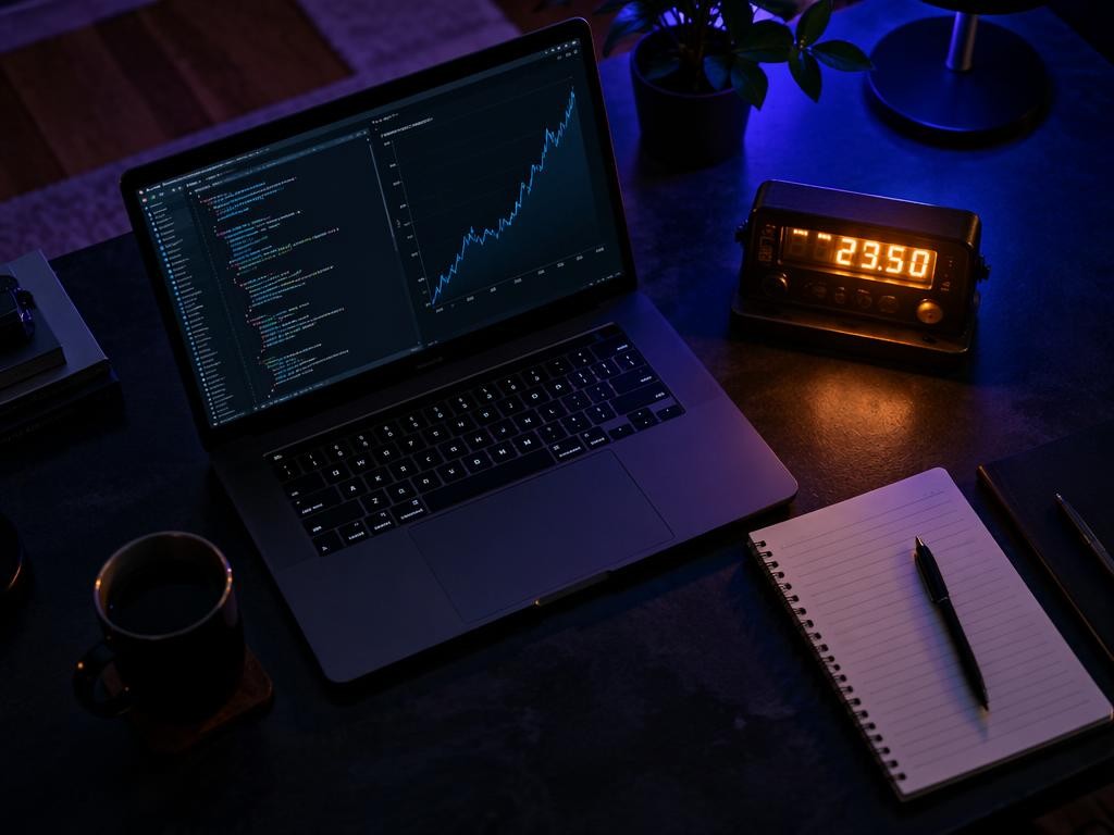 Dark developer workspace with a monitor showing an AI usage cost spike graph, representing GitHub Copilot's shift to token-based billing in June 2026
